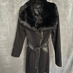 Via Spiga Faux Fur Collar Wool Coat Size 4